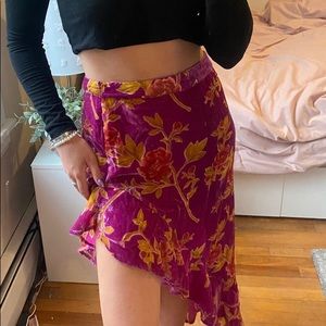 Asymmetrical Floral Skirt